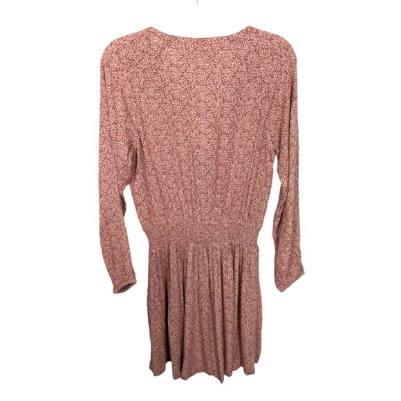 Faherty Montara Dress Mauve Pink Leaf Batik Mini Smocked Waist M NEW - Picture 3 of 12